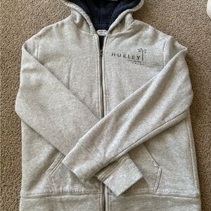 Hurley Light Gray Fleece-Lined Hoodie
